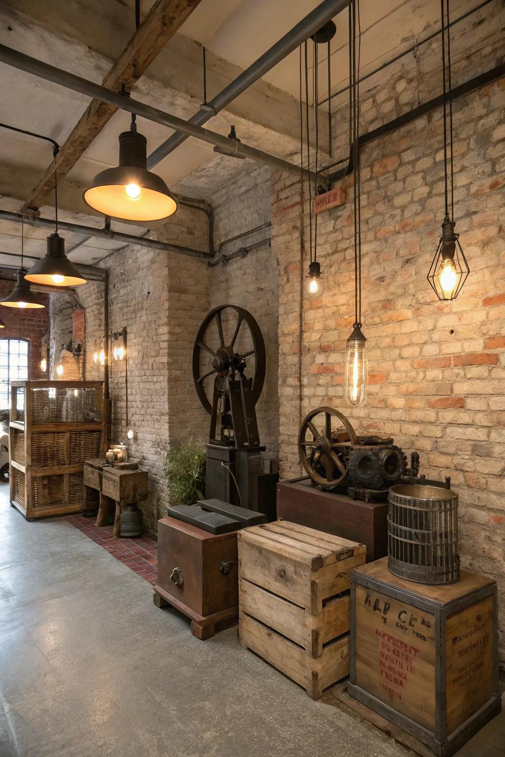 Classic finds add character to this industrial decor.