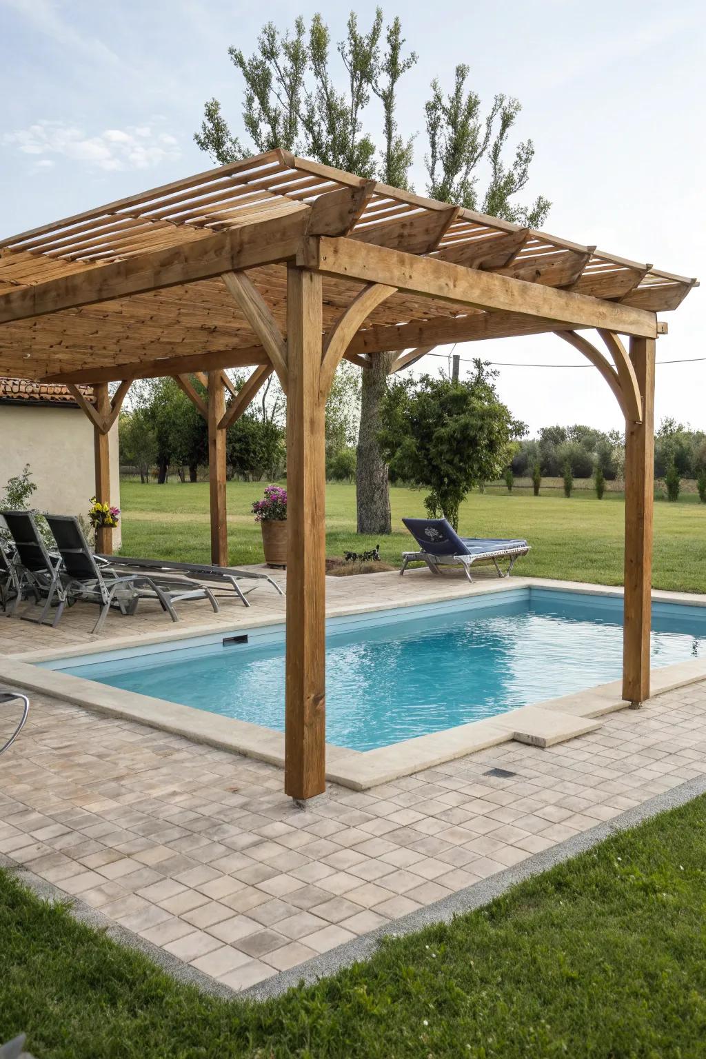 A pergola supplies stylish shade at a minimal cost.