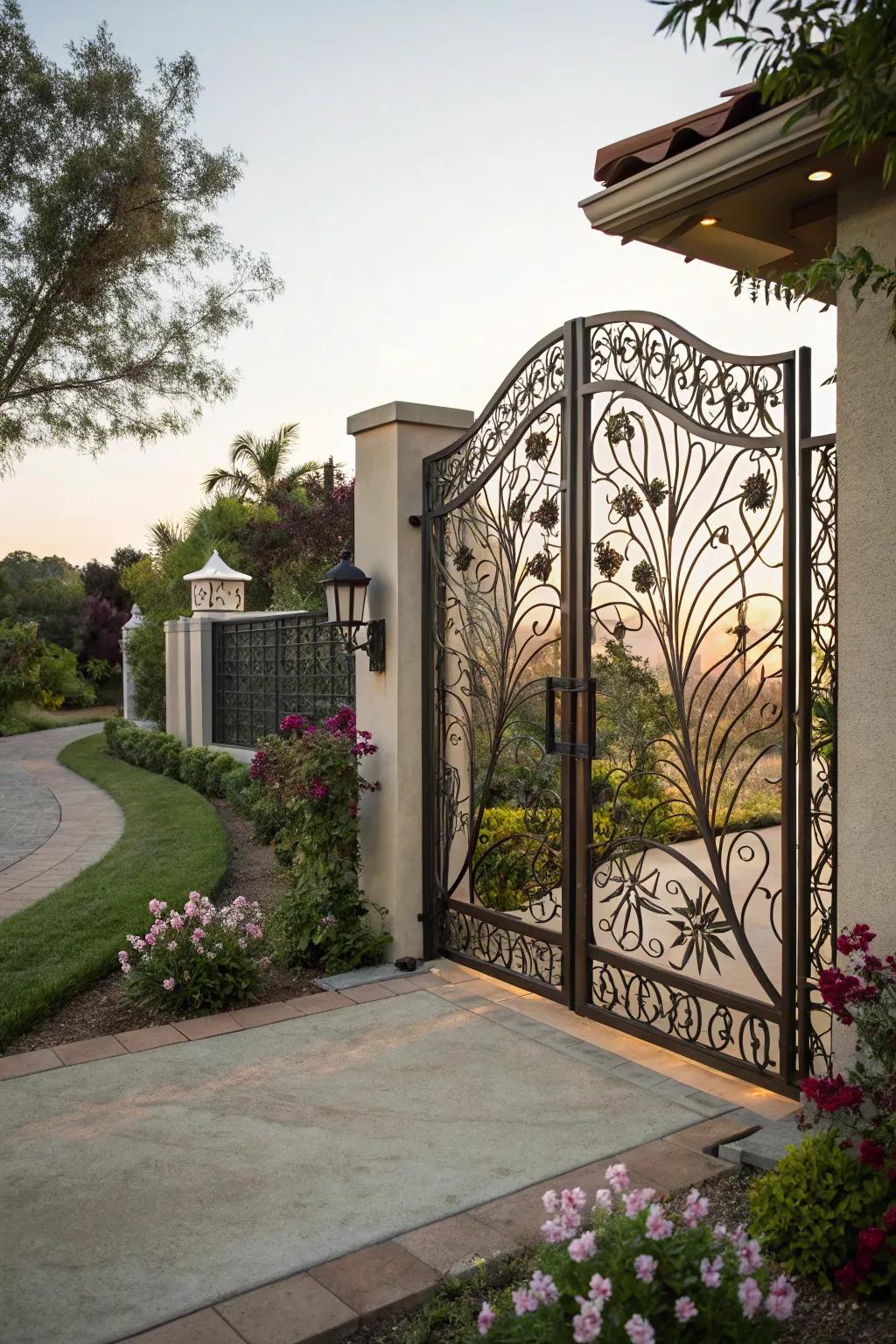 An artistic iron gate showcasing creativity and craftsmanship.