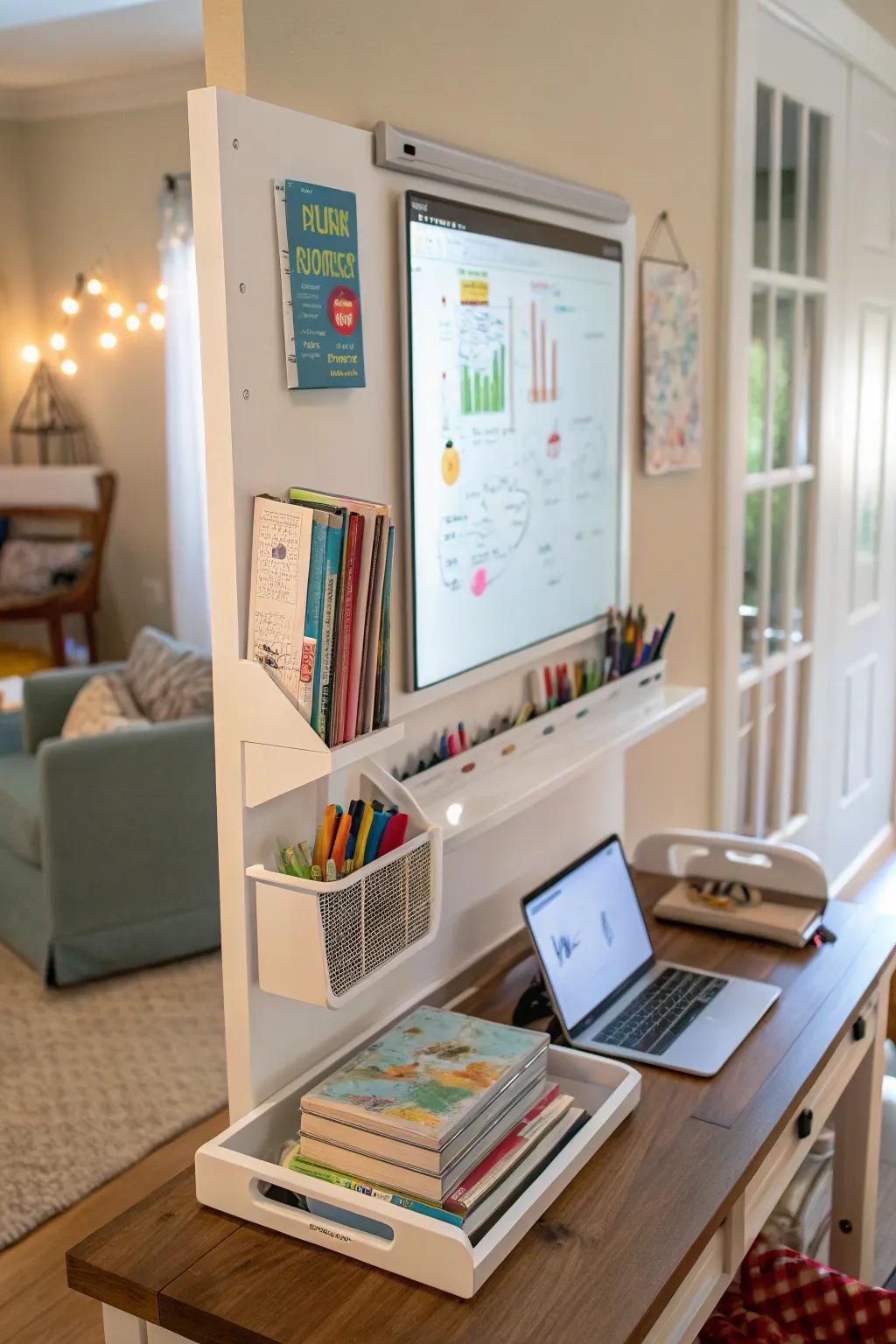 A surface for whiteboarding encouraging boundless creativity and learning.