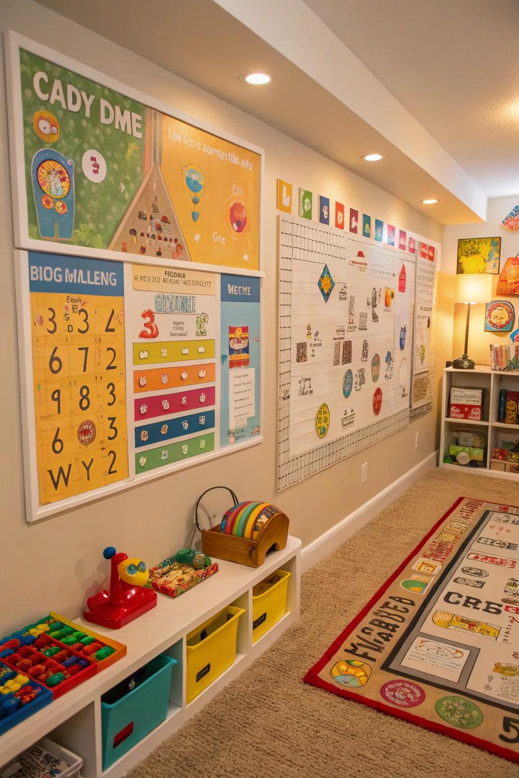 Interactive wall games mix entertainment with education.