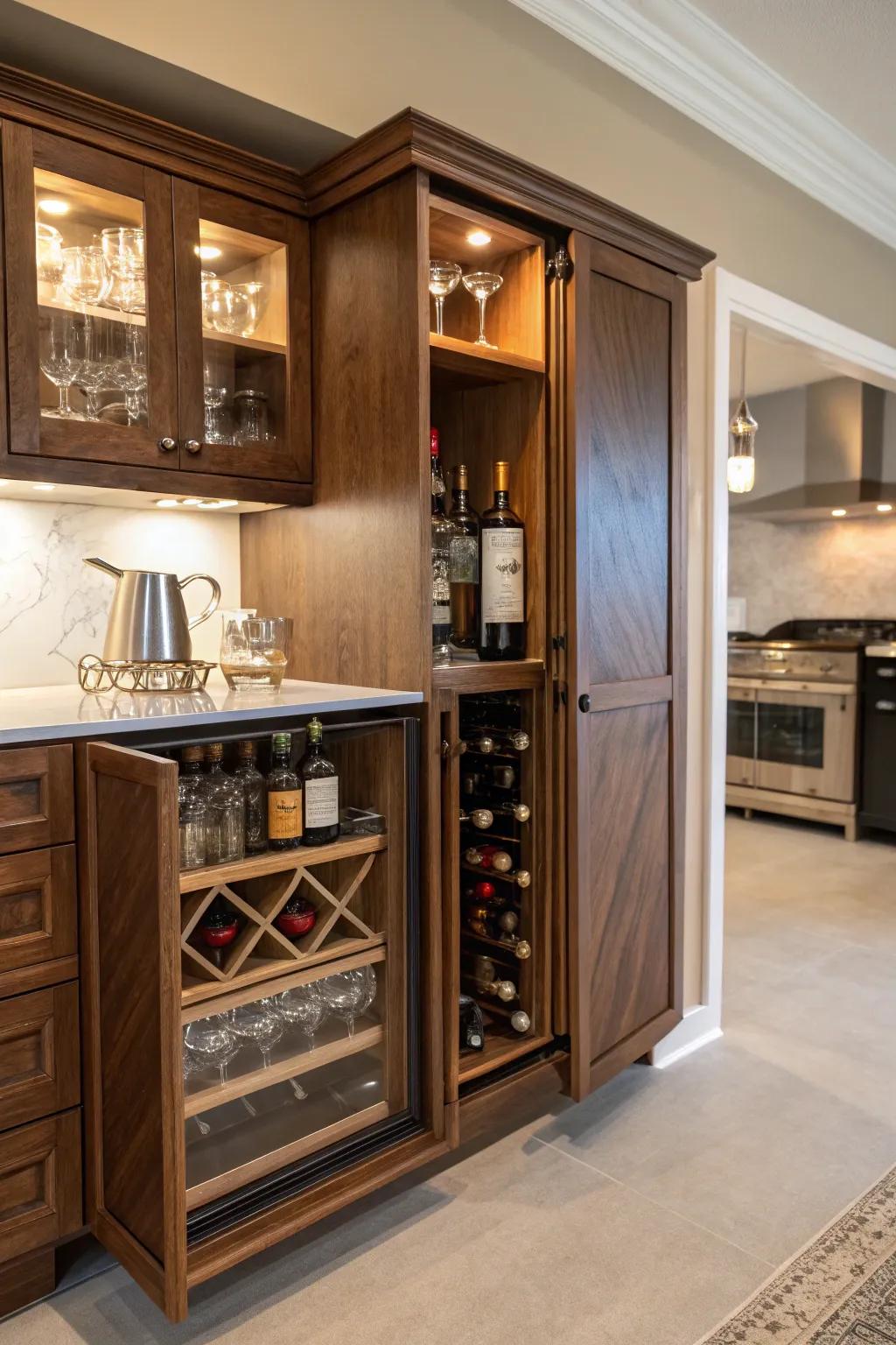Hidden storage offers a tidy and streamlined visual.