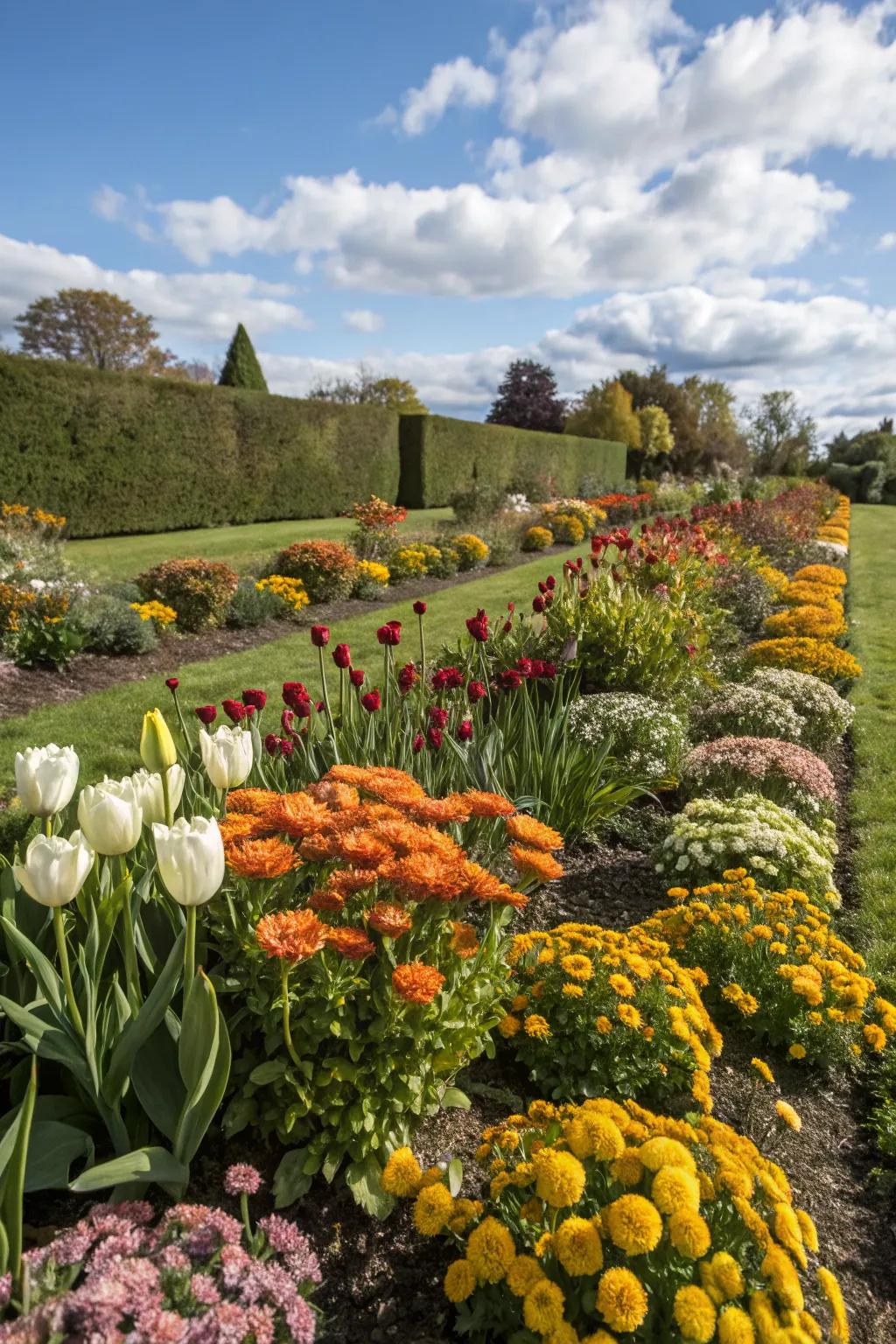 A garden bed designed to offer color throughout the seasons.