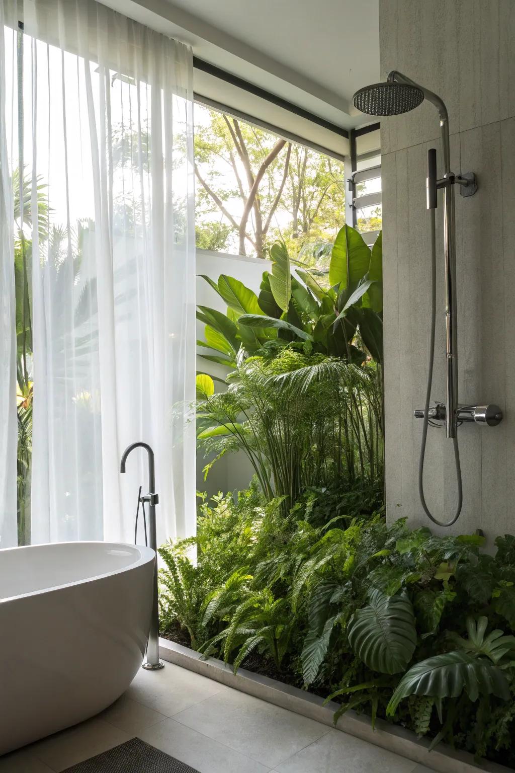 House plants make your shower feel more natural.
