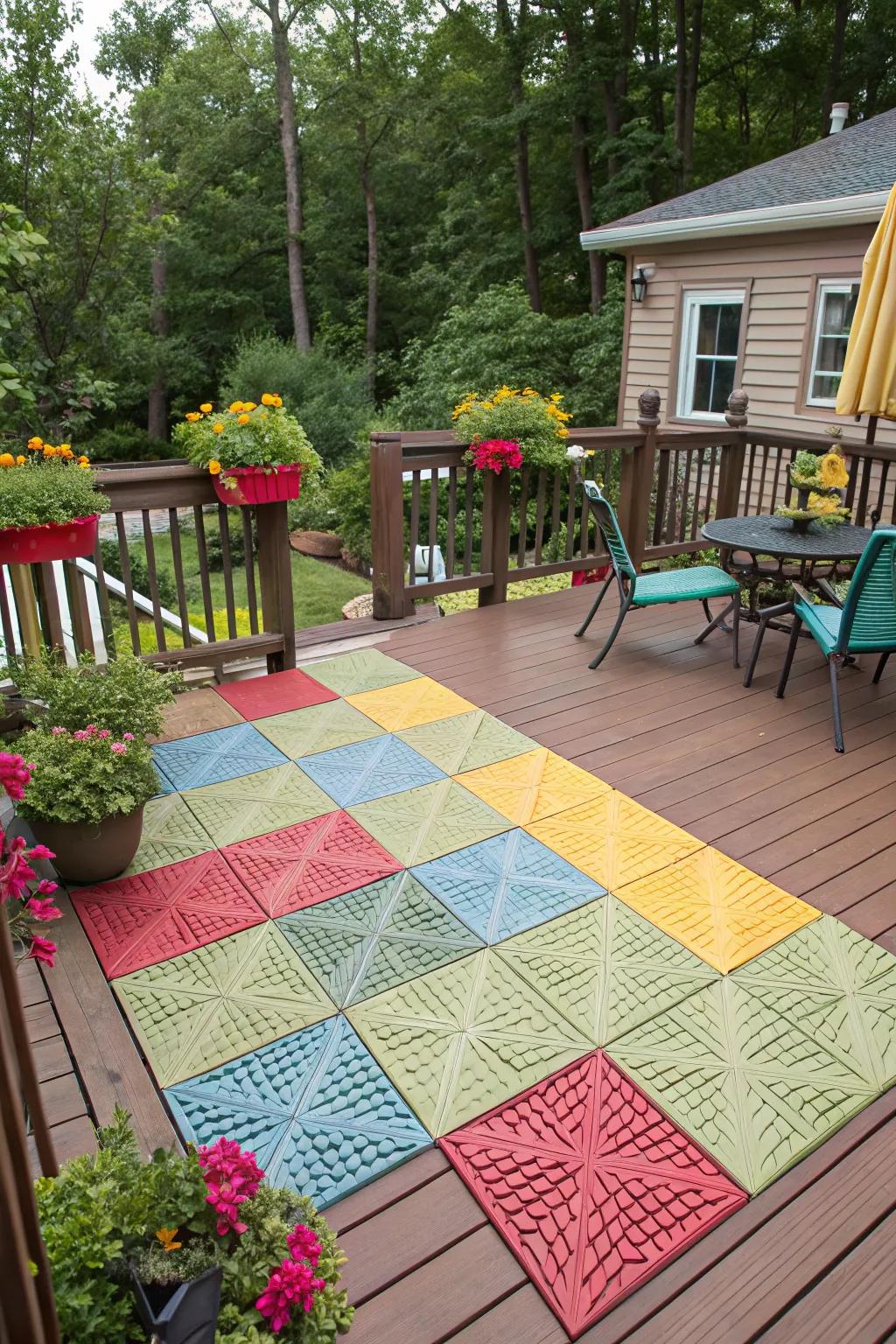 Polypropylene segments bring an artistic touch to this vibrant deck.