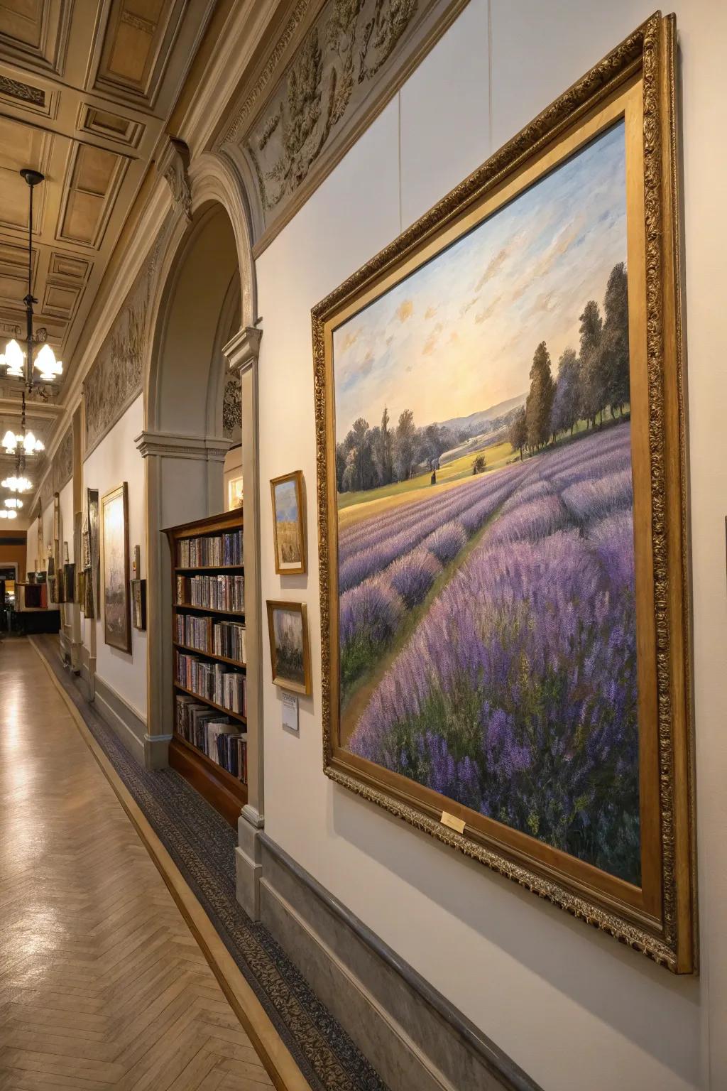 Lavender with dramatic illumination and shadows, establishing a captivating visual impact.