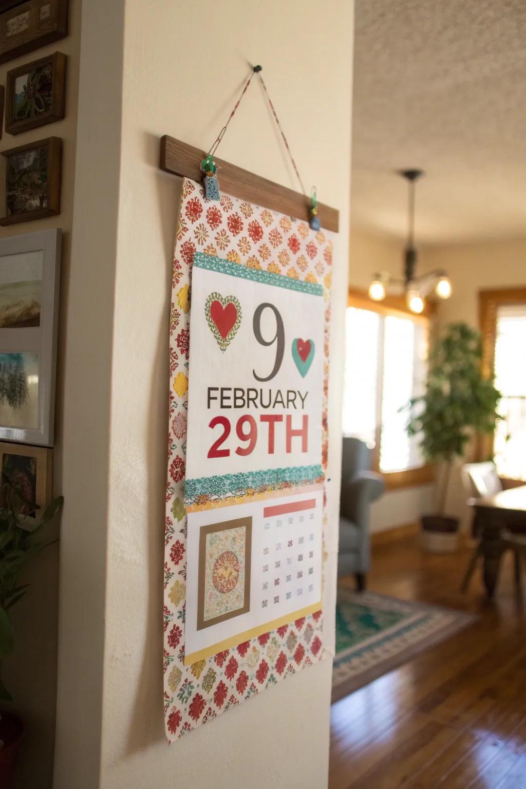 DIY Leap Year calendar highlights the special day beautifully.