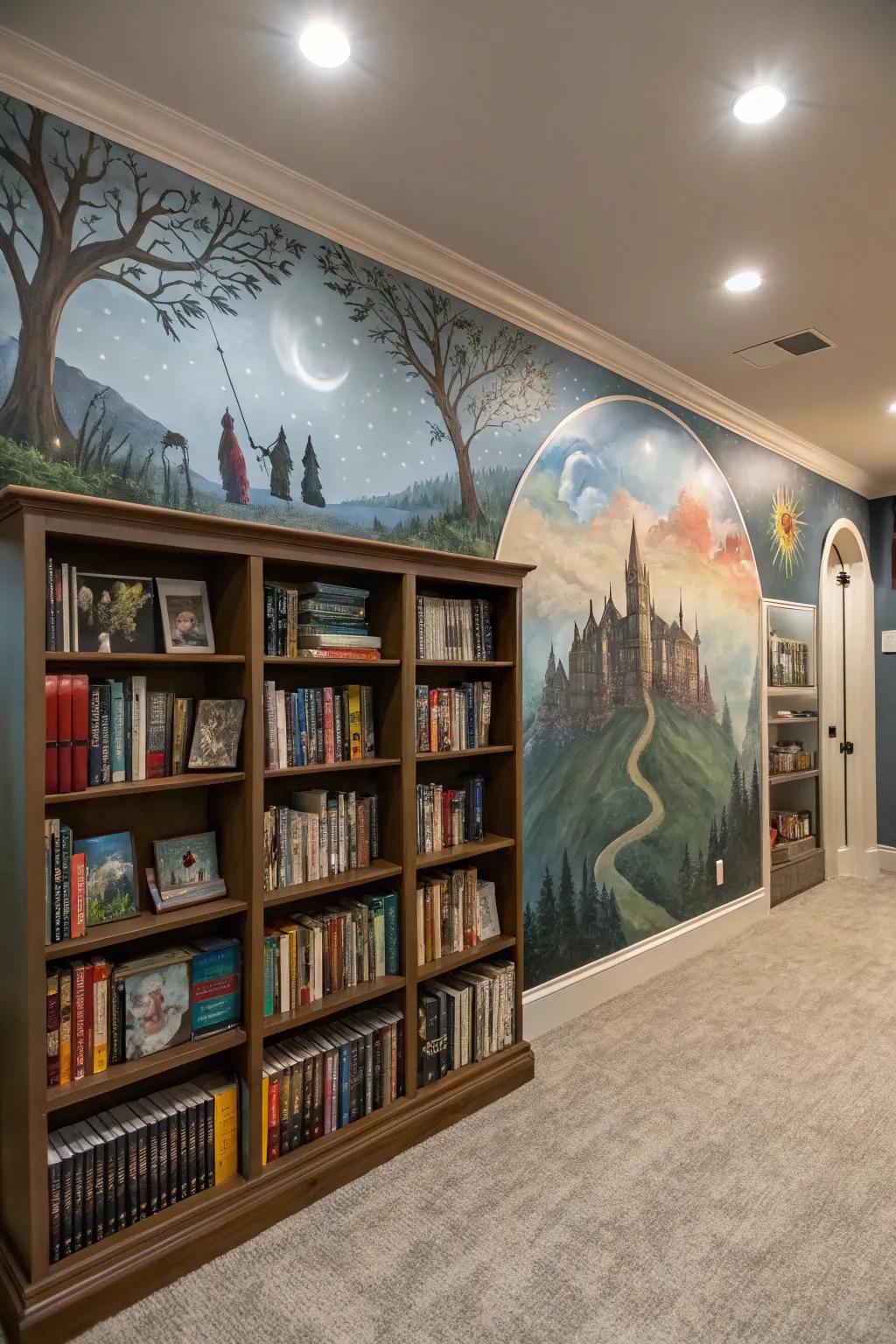 Creative-themed murals can make your library feel like a portal to other worlds.