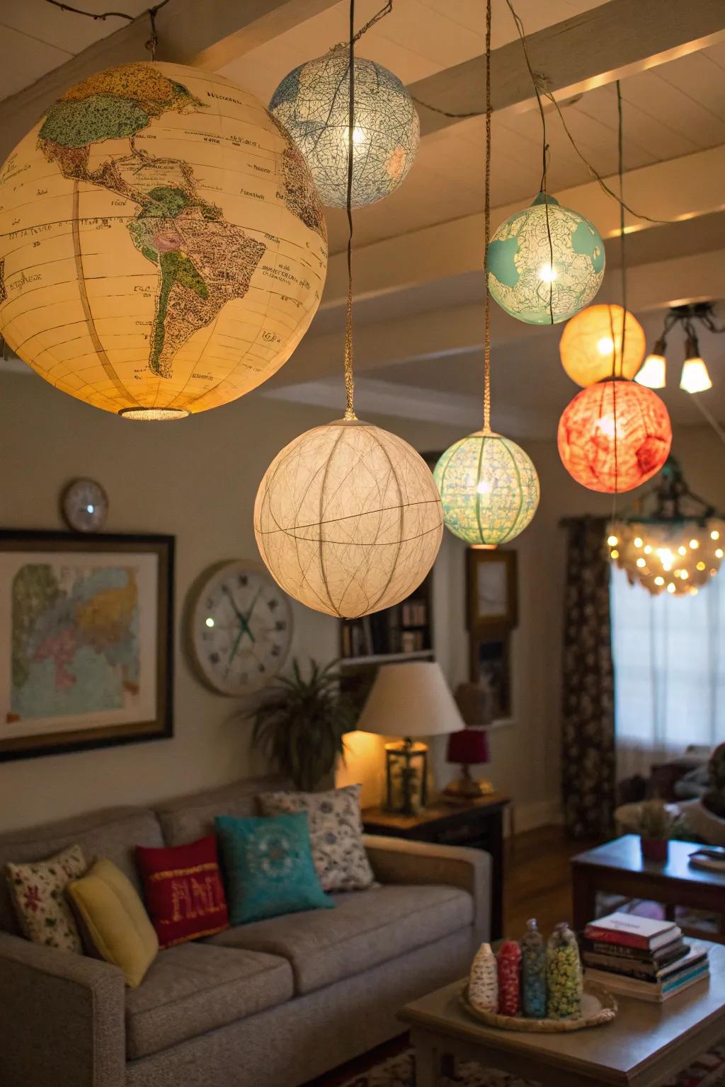 World lights introduce playfulness with their spherical shapes.