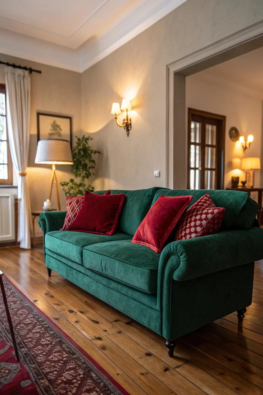 Gem tones can lift your parlor with a bit of extravagance.