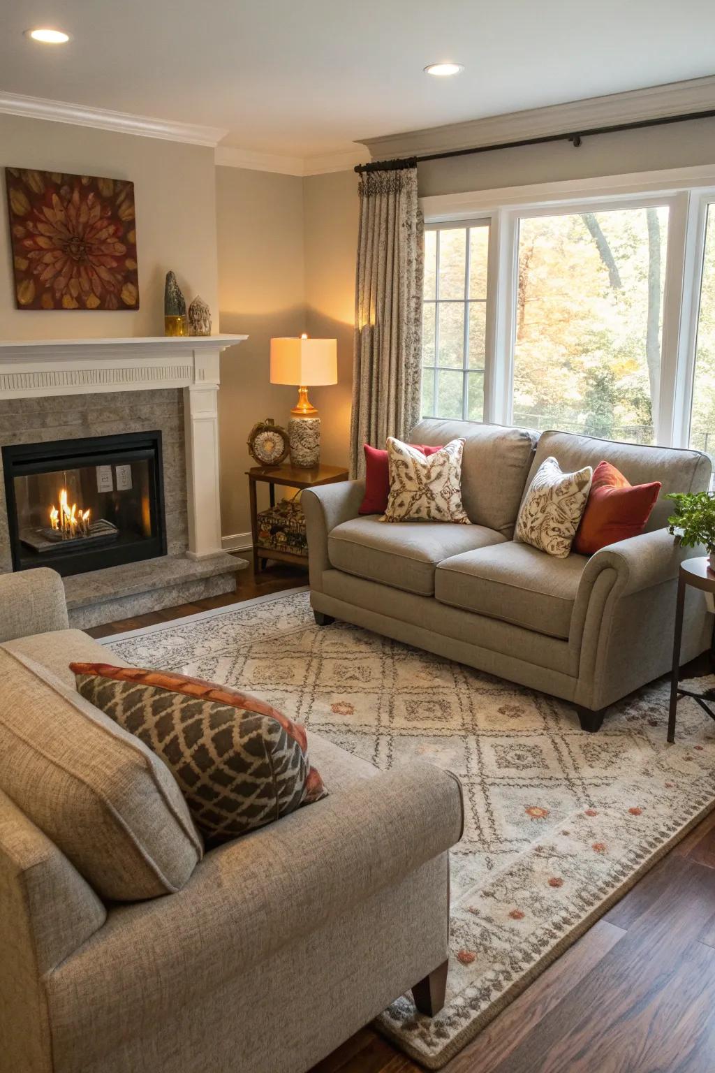 Several seating areas increase versatility in a living space.