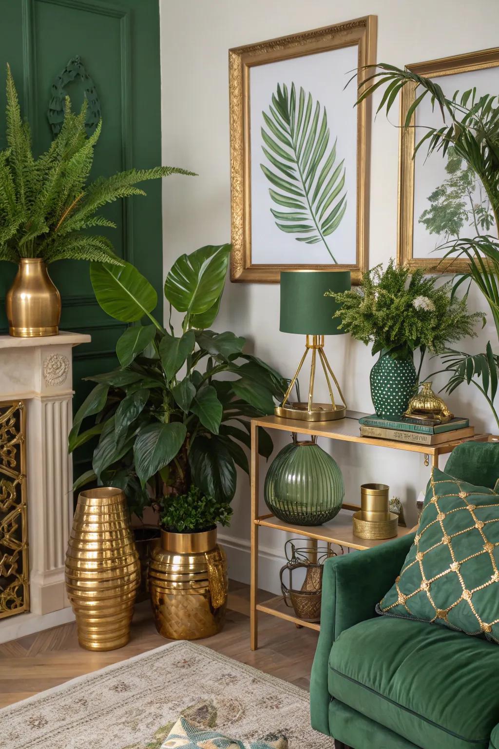 Color-coordinated flora unite the room attractively.