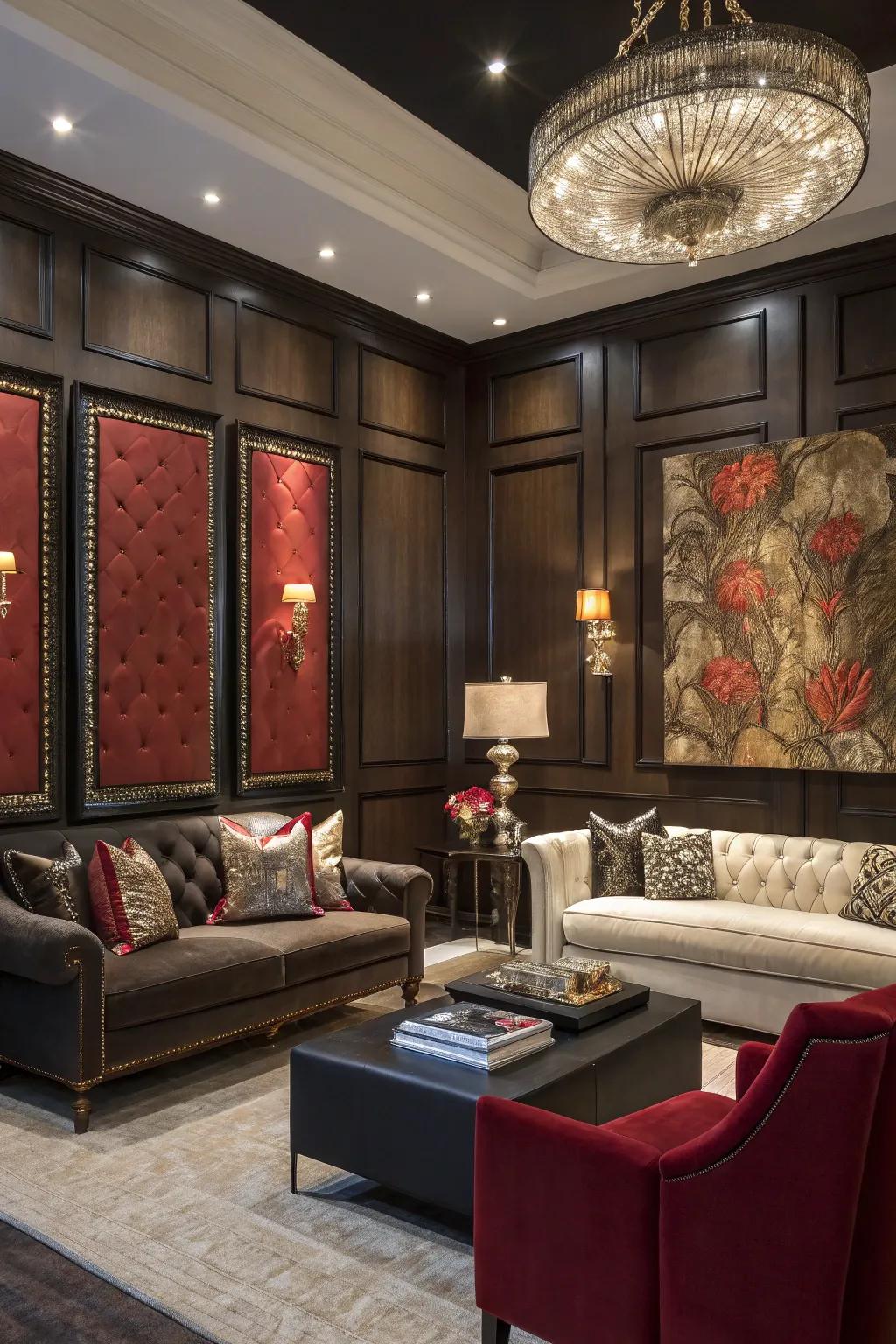 Heavy panels set a strong and impactful tone in your living room.
