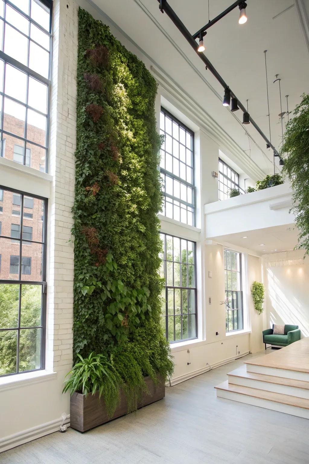 Lush vertical garden bringing nature indoors.