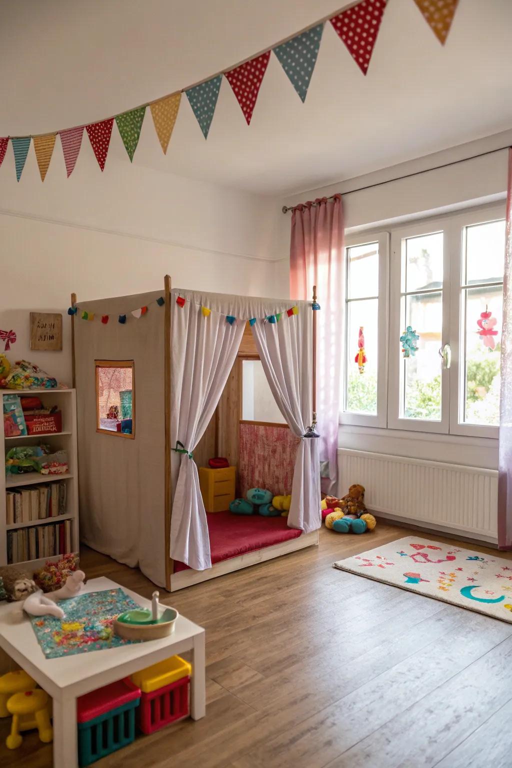 A homemade stagecraft area where storytelling comes alive.