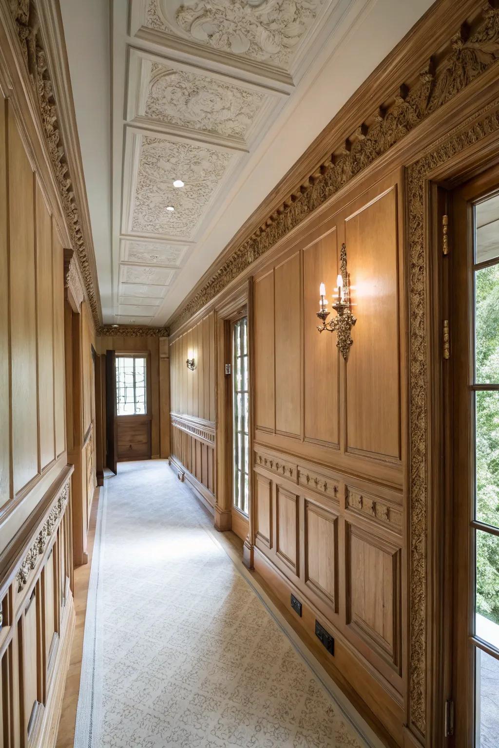 Architectural elements can enhance the design of a hallway.