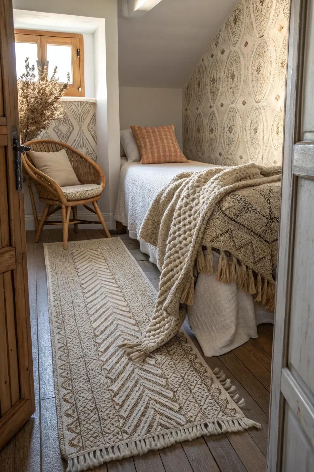 Textures foster a welcoming, layered look.