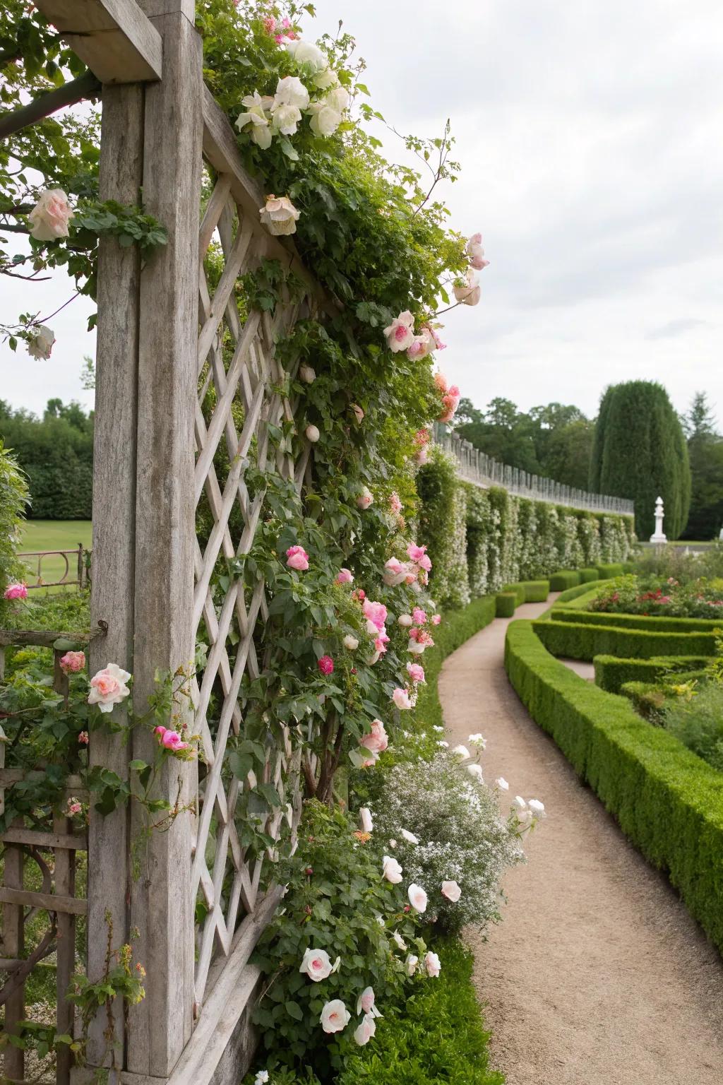 With a trellis fence, combine beauty and utility.