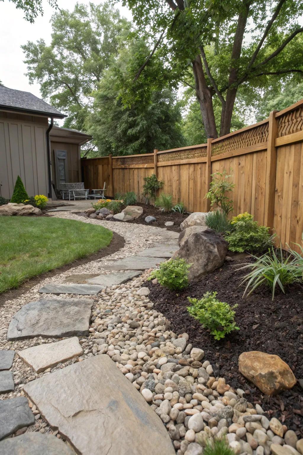 A balanced mix of materials creating a stylish backyard.