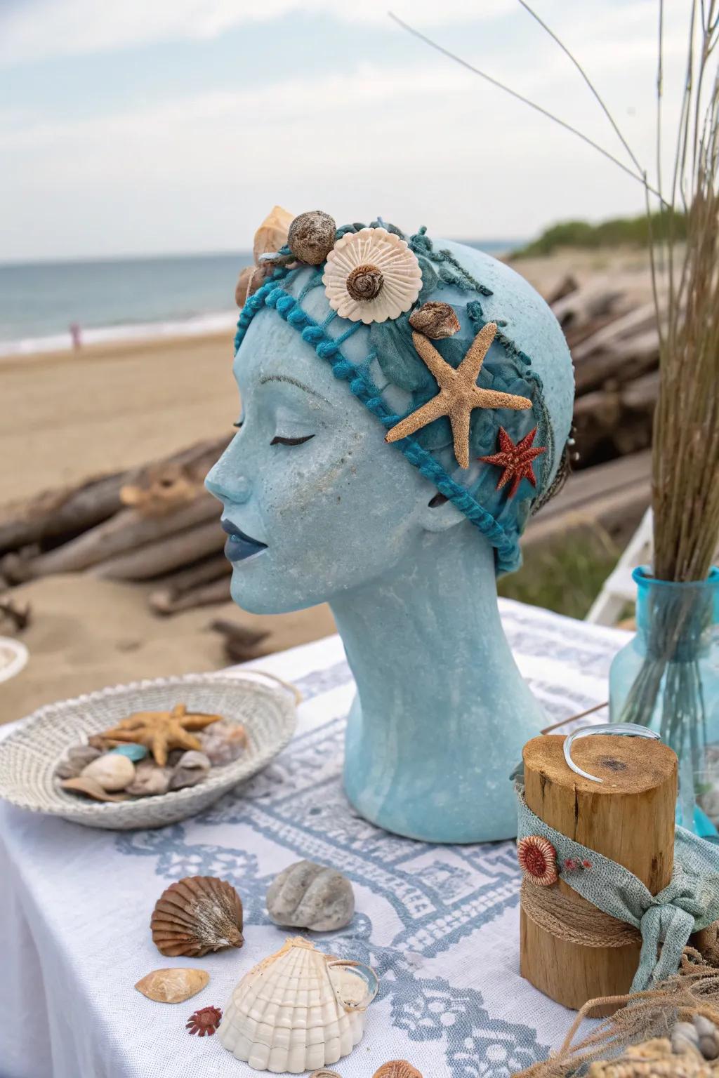 Ocean-inspired décor creates a calming coastal vibe.
