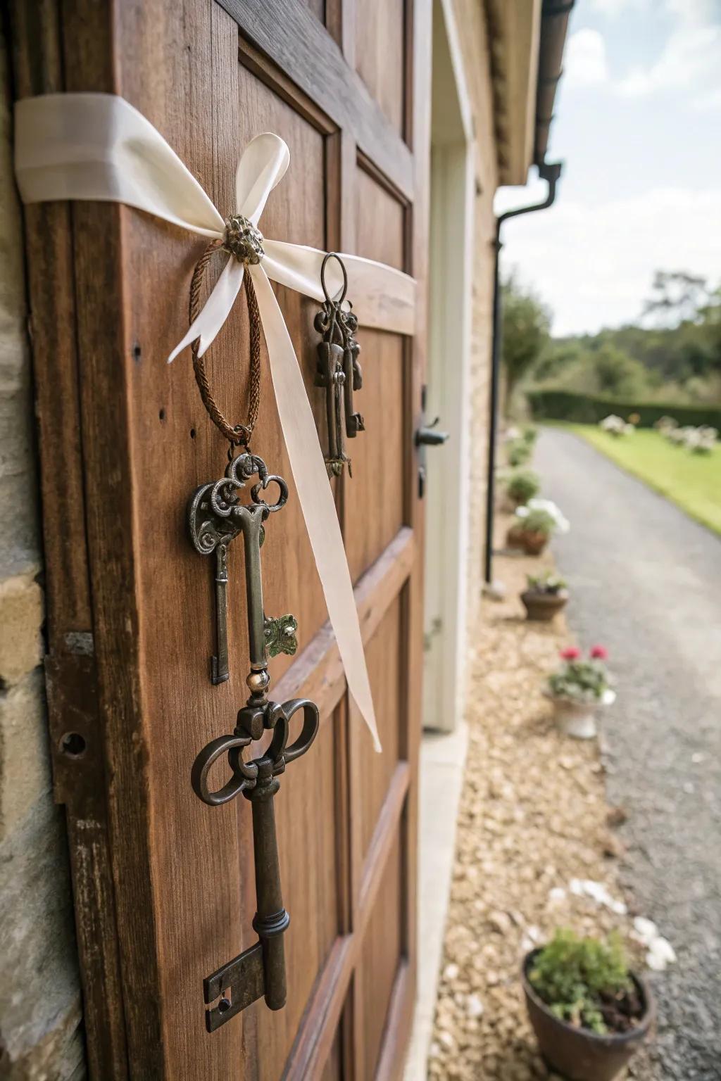 Antique keys infuse a touch of whimsy and curiosity.