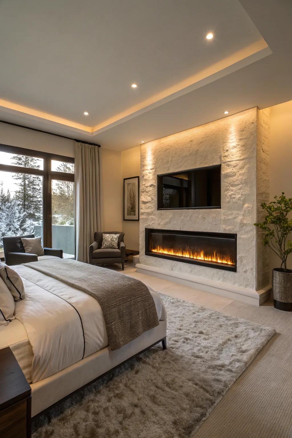 Electric fireplaces provide hassle-free warmth and style.