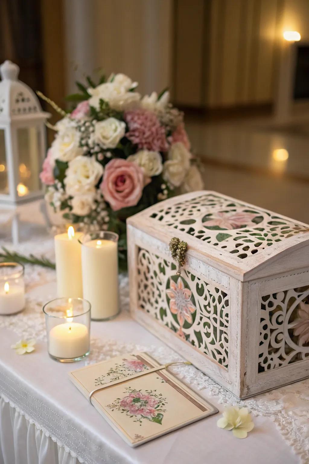 A recollection chest encourages guests to share their thoughts and memories.