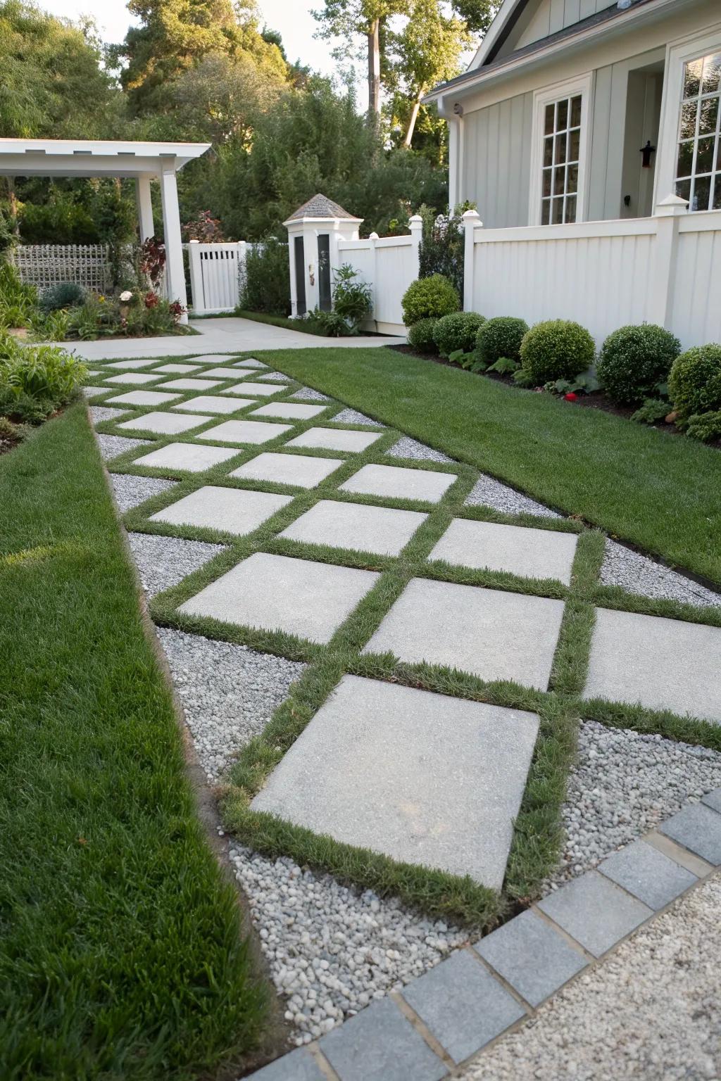 Geometric paths lead the eye and add motion.