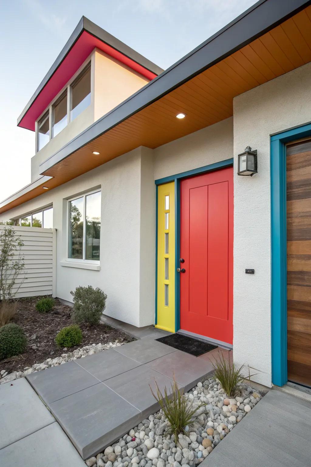 A modern home with bold color accents that catch the eye.
