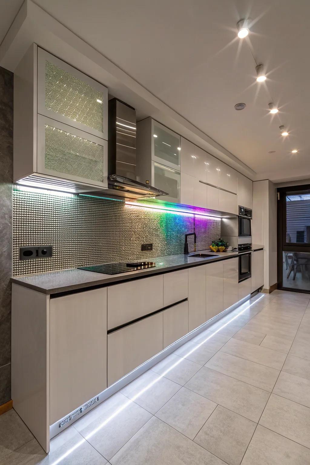 LED illumination creates a stunning visual effect.