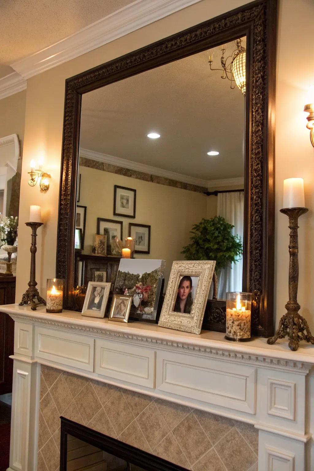 Mirrors on the mantel can enhance light and space in a room.
