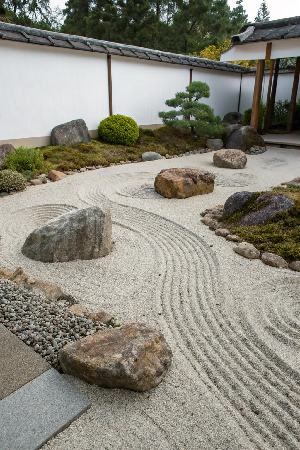 A Zen garden provides a peaceful sanctuary within your outdoor space.