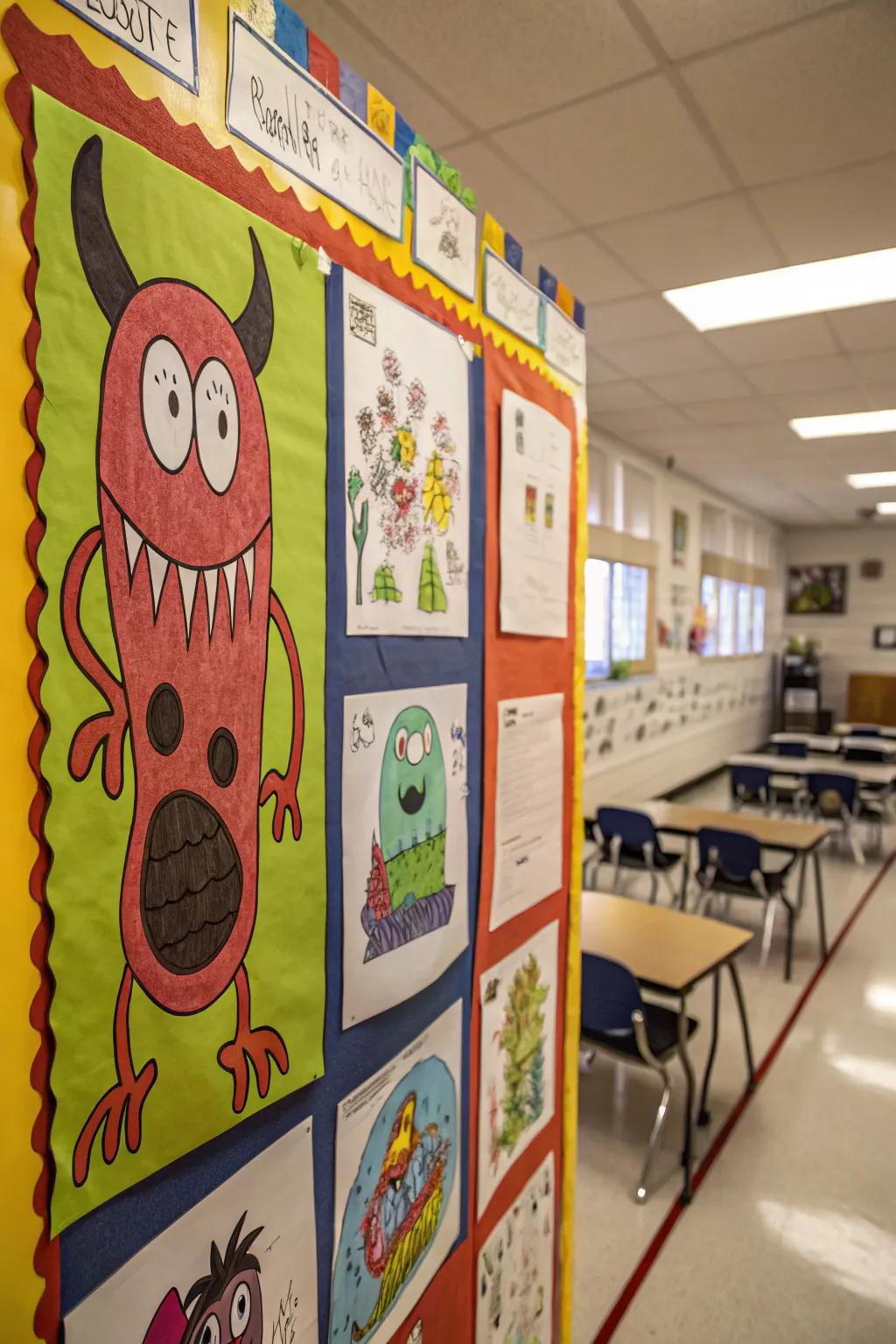 A monster art gallery celebrating student creativity and individuality.