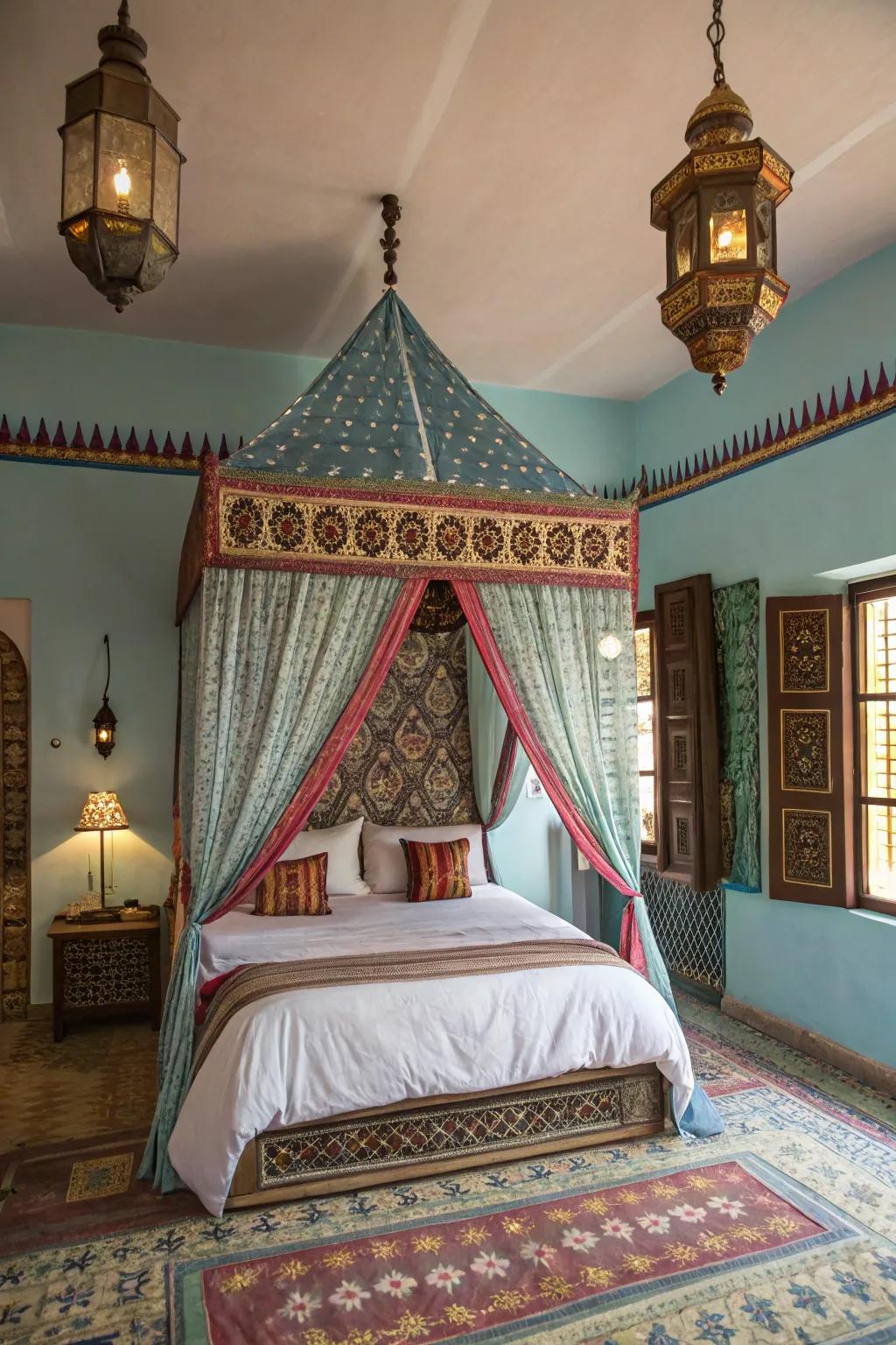 A dreamy canopy turns your bed into a romantic Moroccan retreat.