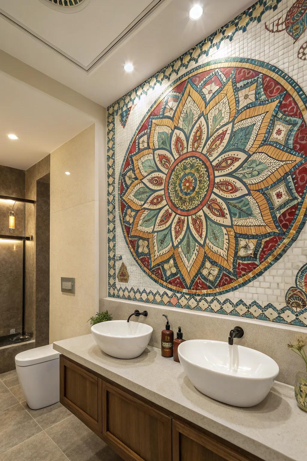 Transform your bathroom space through captivating mosaic art.
