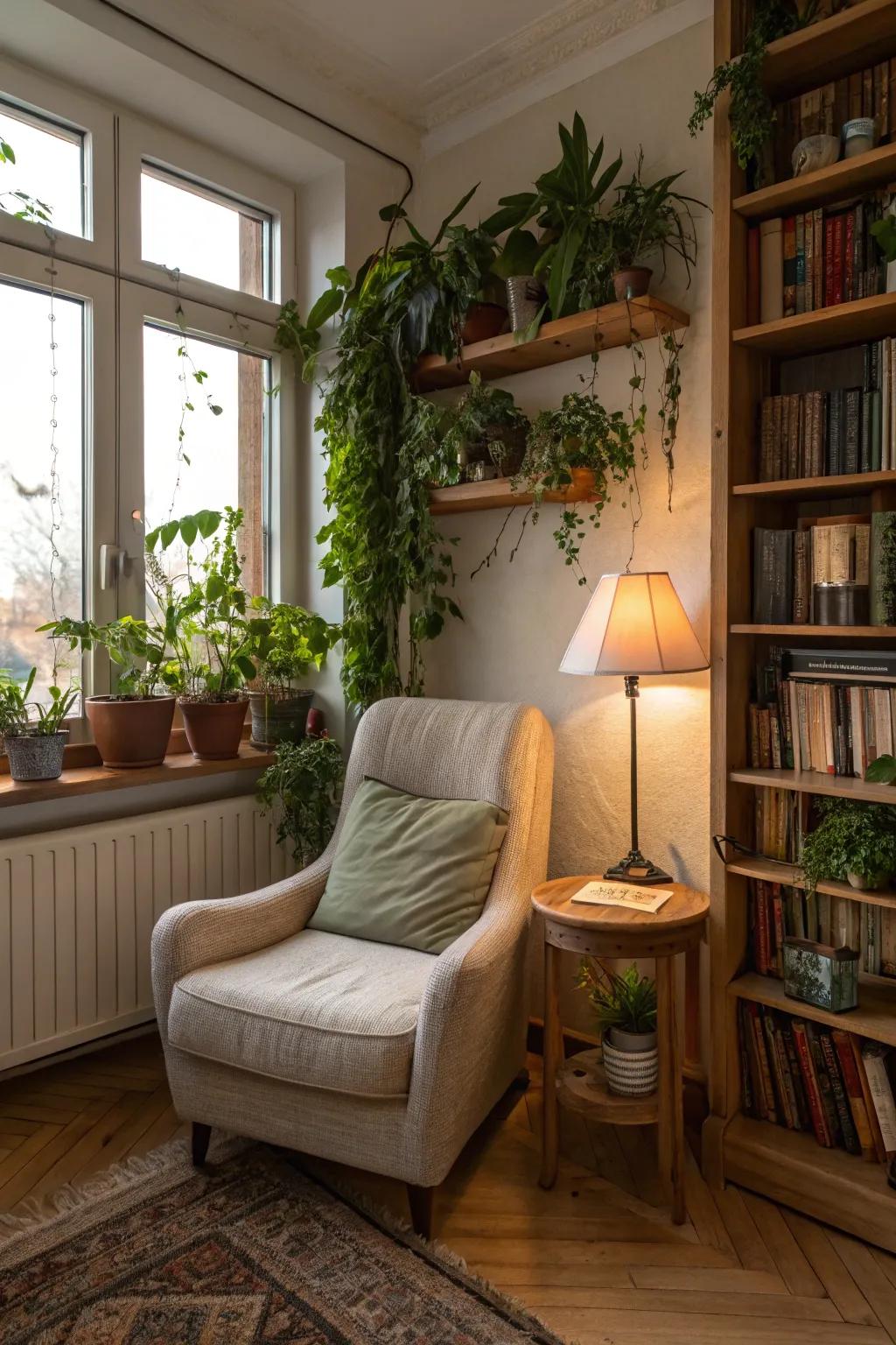 A peaceful reading corner perfect for unwinding.