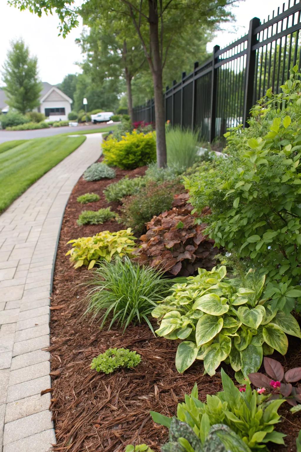 Living edges breathe vitality into mulch designs.