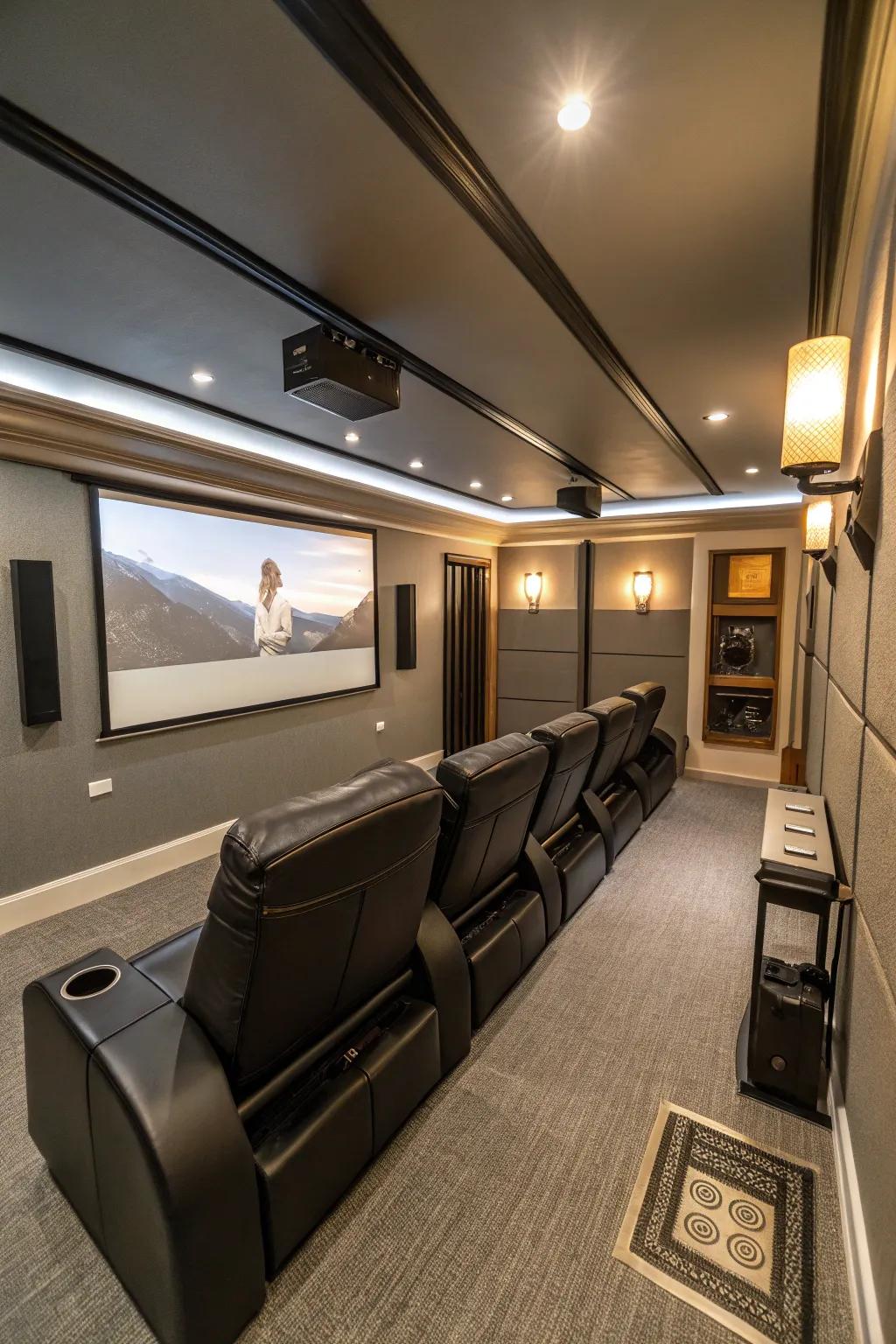 Foldable seats make for a versatile layout in narrow theaters.