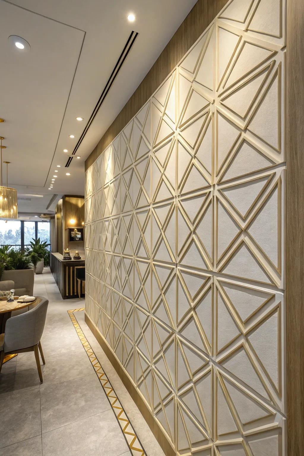 Geometric designs provide modern structure to decor.