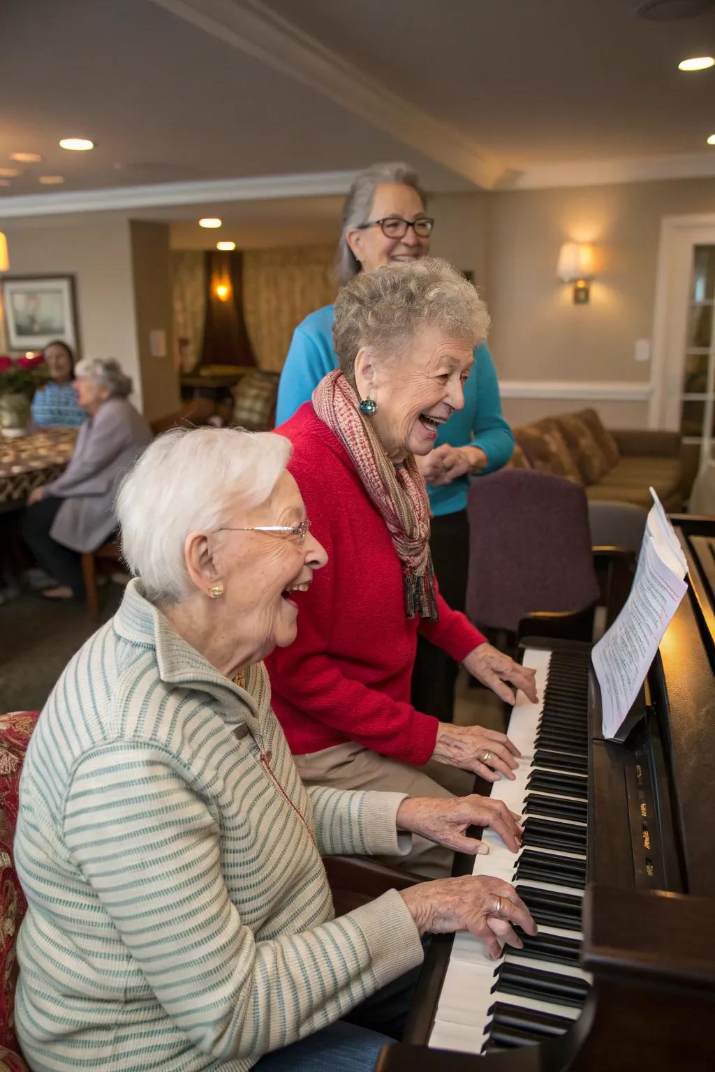 A joyful sing-along session with classic love songs.