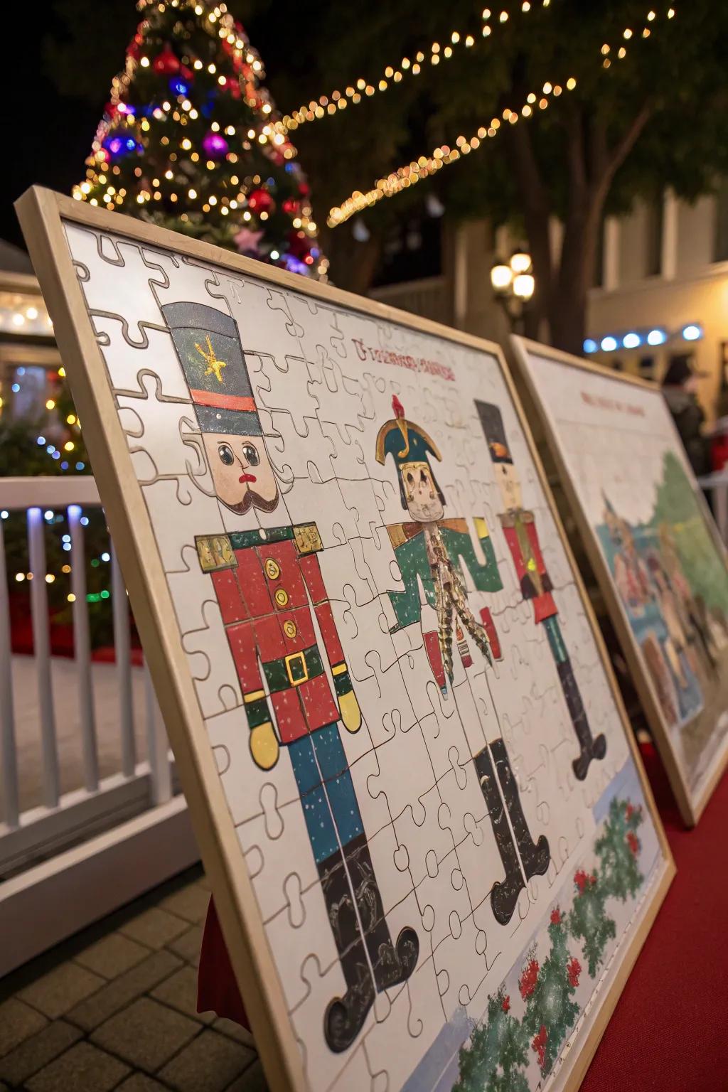 Board showcasing a collaborative puzzle of Wooden Soldiers.
