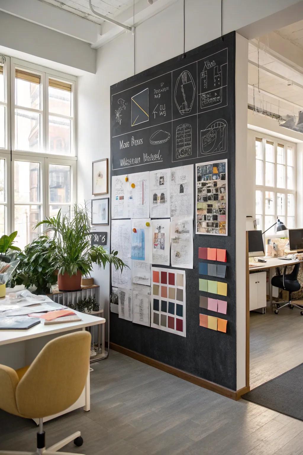 Let your creativity fly using a chalkboard idea display.