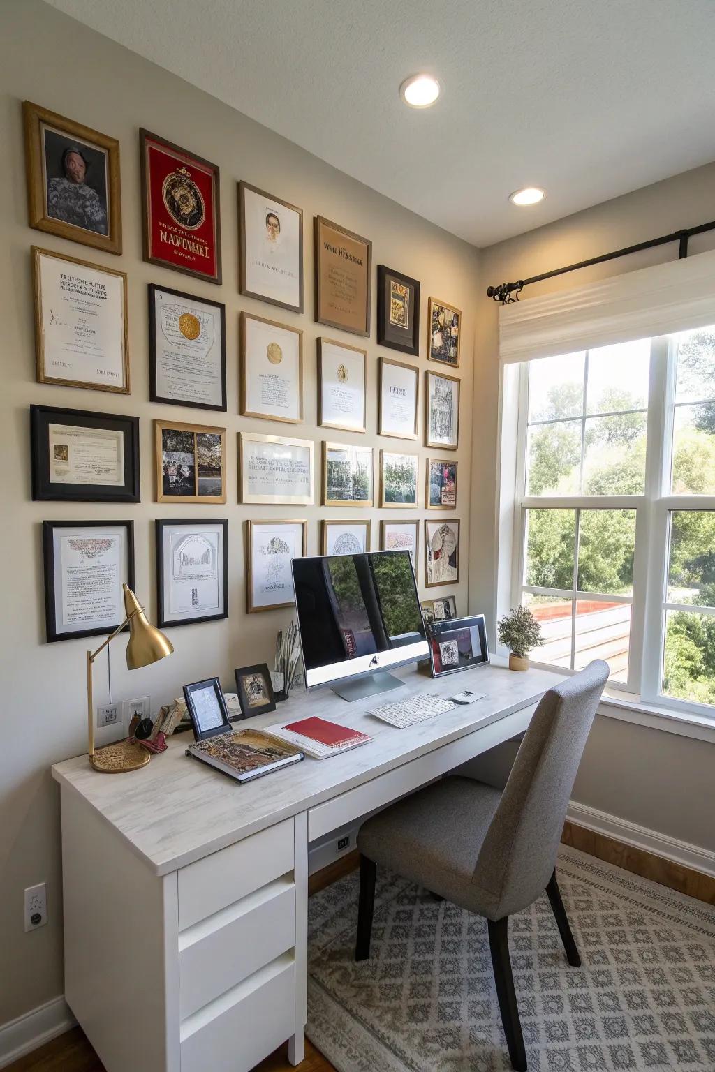 A gallery enhances a professional background.