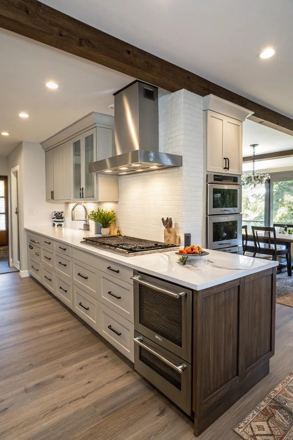 An island featuring a cooktop for a sociable and hands-on cooking setting.