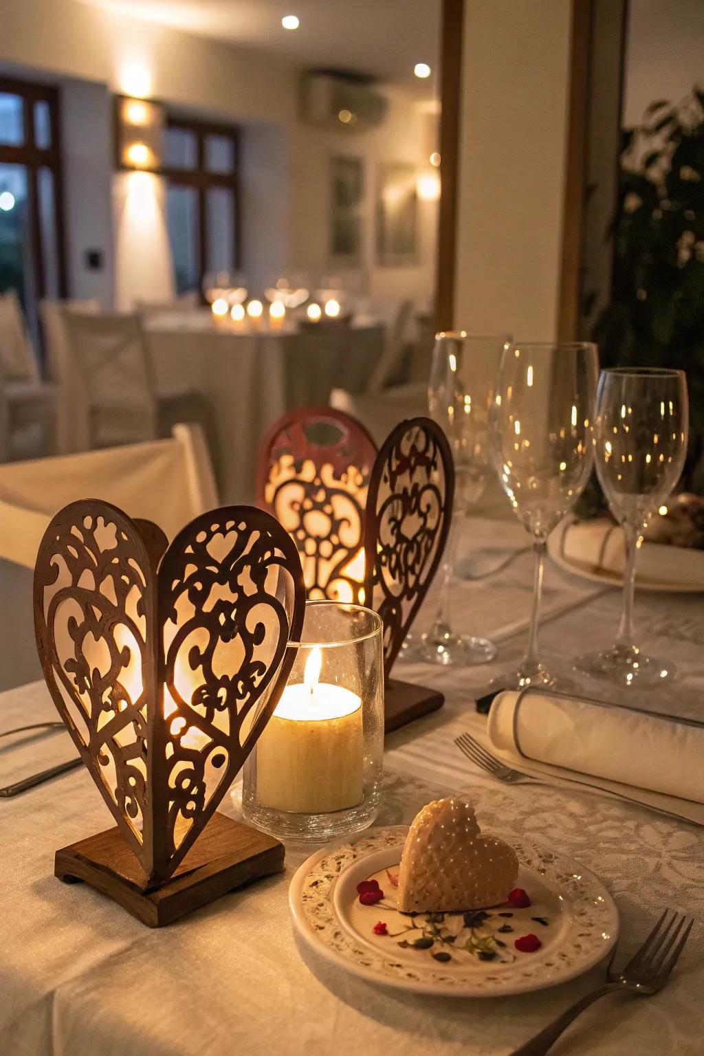 Open heart candle vessels incorporate personality and warmth to your tabletop.