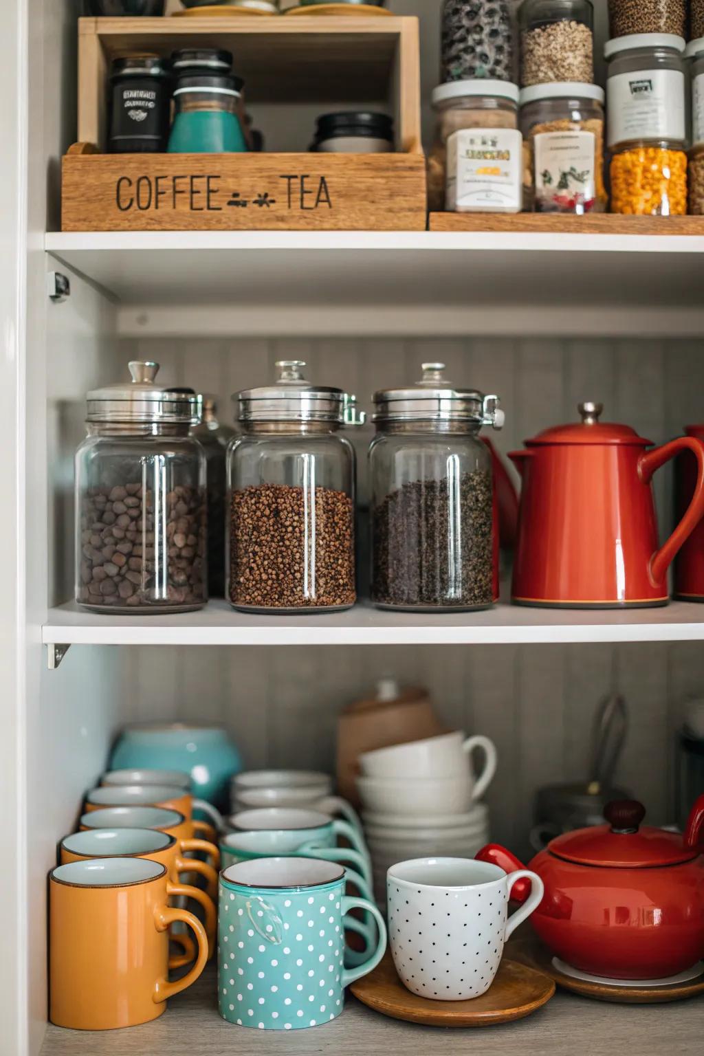 A drink area retains all your coffee must-haves in a sole location.