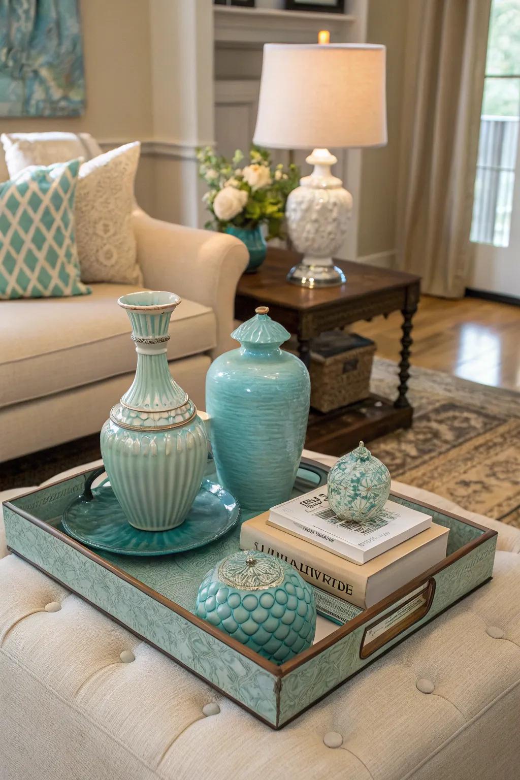 Achieve harmony with hue-coordinated layout.