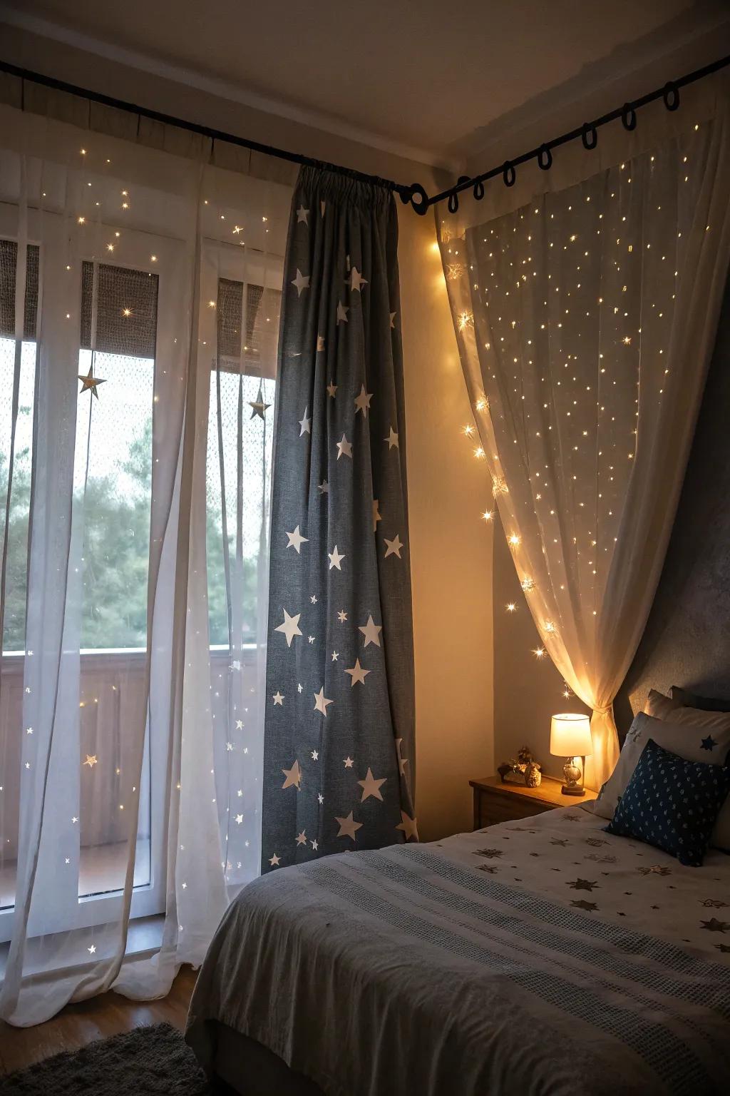 Starry night curtains add a dreamy, celestial vibe to any room.