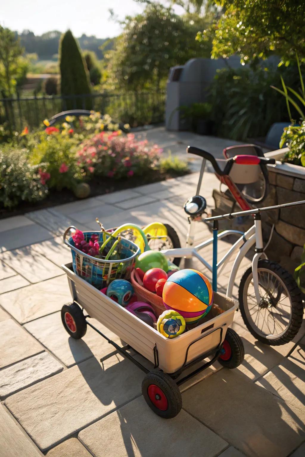 Rolling stations are easy to move for storing toys.