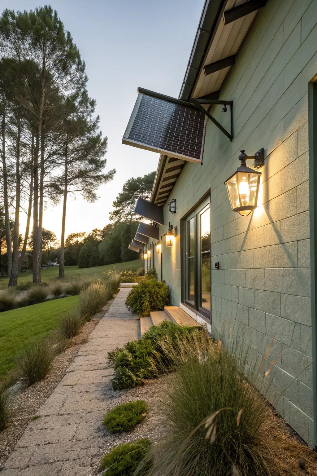 Eco-friendly solar lights add elegance and sustainability.